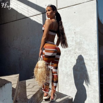 2021 Sleeveless Straps Patchwork See-Through Hollow Out Dress Summer Sexy Women Streetwear